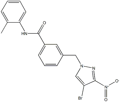 3-({4-bromo-3-nitro-1H-pyrazol-1-yl}methyl)-N-(2-methylphenyl)benzamide 结构式