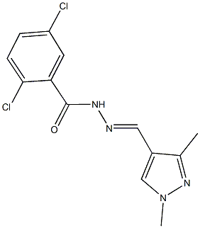 2,5-dichloro-N'-[(1,3-dimethyl-1H-pyrazol-4-yl)methylene]benzohydrazide 结构式