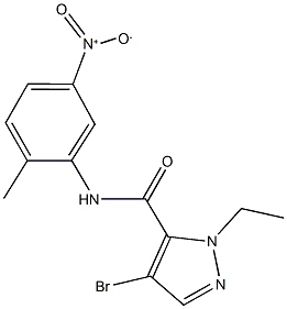 4-bromo-1-ethyl-N-{5-nitro-2-methylphenyl}-1H-pyrazole-5-carboxamide 结构式