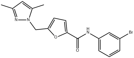 N-(3-bromophenyl)-5-[(3,5-dimethyl-1H-pyrazol-1-yl)methyl]-2-furamide 结构式