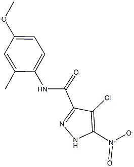 4-chloro-5-nitro-N-(4-methoxy-2-methylphenyl)-1H-pyrazole-3-carboxamide 结构式