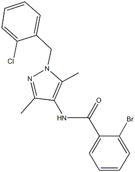2-bromo-N-[1-(2-chlorobenzyl)-3,5-dimethyl-1H-pyrazol-4-yl]benzamide 结构式