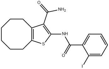 2-[(2-iodobenzoyl)amino]-4,5,6,7,8,9-hexahydrocycloocta[b]thiophene-3-carboxamide 结构式