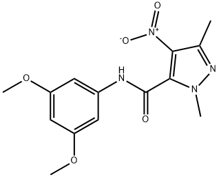N-(3,5-dimethoxyphenyl)-4-nitro-1,3-dimethyl-1H-pyrazole-5-carboxamide 结构式
