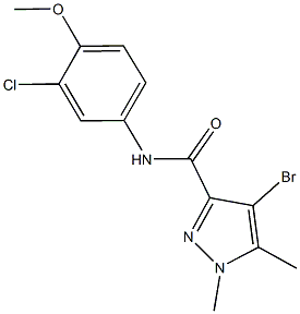4-bromo-N-(3-chloro-4-methoxyphenyl)-1,5-dimethyl-1H-pyrazole-3-carboxamide 结构式