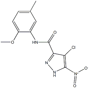 4-chloro-5-nitro-N-(2-methoxy-5-methylphenyl)-1H-pyrazole-3-carboxamide 结构式