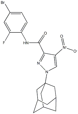 1-(1-adamantyl)-N-(4-bromo-2-fluorophenyl)-4-nitro-1H-pyrazole-3-carboxamide 结构式