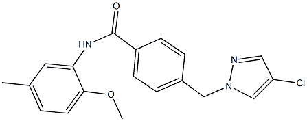 4-[(4-chloro-1H-pyrazol-1-yl)methyl]-N-(2-methoxy-5-methylphenyl)benzamide 结构式