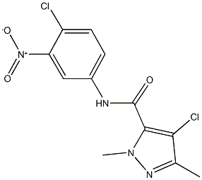 4-chloro-N-{4-chloro-3-nitrophenyl}-1,3-dimethyl-1H-pyrazole-5-carboxamide 结构式