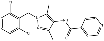 N-[1-(2,6-dichlorobenzyl)-3,5-dimethyl-1H-pyrazol-4-yl]isonicotinamide 结构式