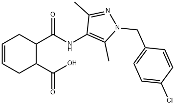 6-({[1-(4-chlorobenzyl)-3,5-dimethyl-1H-pyrazol-4-yl]amino}carbonyl)-3-cyclohexene-1-carboxylic acid 结构式