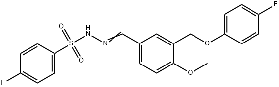 4-fluoro-N'-{3-[(4-fluorophenoxy)methyl]-4-methoxybenzylidene}benzenesulfonohydrazide 结构式