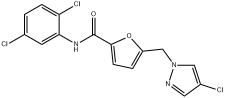 5-[(4-chloro-1H-pyrazol-1-yl)methyl]-N-(2,5-dichlorophenyl)-2-furamide 结构式