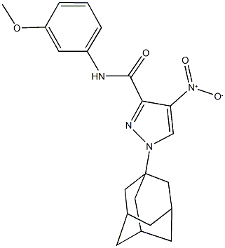 1-(1-adamantyl)-4-nitro-N-(3-methoxyphenyl)-1H-pyrazole-3-carboxamide 结构式