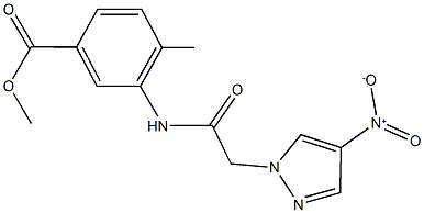 methyl 3-[({4-nitro-1H-pyrazol-1-yl}acetyl)amino]-4-methylbenzoate 结构式