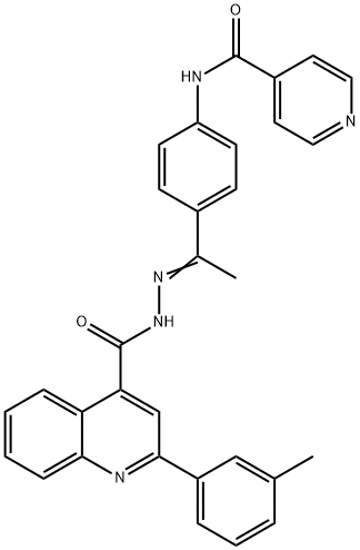 N-[4-(N-{[2-(3-methylphenyl)-4-quinolinyl]carbonyl}ethanehydrazonoyl)phenyl]isonicotinamide 结构式