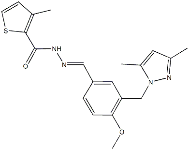 N'-{3-[(3,5-dimethyl-1H-pyrazol-1-yl)methyl]-4-methoxybenzylidene}-3-methyl-2-thiophenecarbohydrazide 结构式