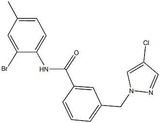 N-(2-bromo-4-methylphenyl)-3-[(4-chloro-1H-pyrazol-1-yl)methyl]benzamide 结构式
