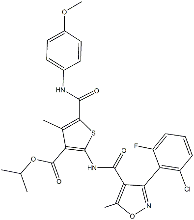 isopropyl 2-({[3-(2-chloro-6-fluorophenyl)-5-methyl-4-isoxazolyl]carbonyl}amino)-5-[(4-methoxyanilino)carbonyl]-4-methyl-3-thiophenecarboxylate 结构式