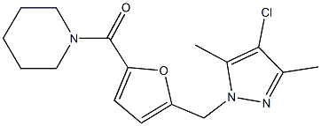 1-{5-[(4-chloro-3,5-dimethyl-1H-pyrazol-1-yl)methyl]-2-furoyl}piperidine 结构式