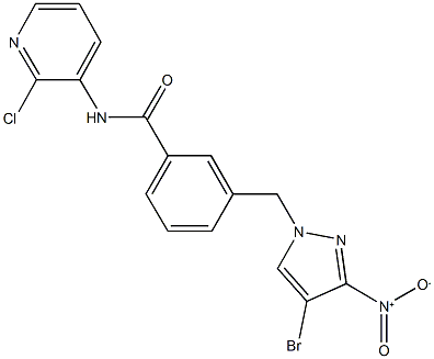 3-({4-bromo-3-nitro-1H-pyrazol-1-yl}methyl)-N-(2-chloro-3-pyridinyl)benzamide 结构式
