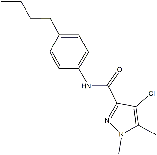 N-(4-butylphenyl)-4-chloro-1,5-dimethyl-1H-pyrazole-3-carboxamide 结构式