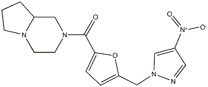 2-[5-({4-nitro-1H-pyrazol-1-yl}methyl)-2-furoyl]octahydropyrrolo[1,2-a]pyrazine 结构式