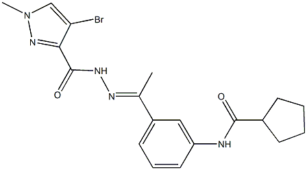 N-(3-{N-[(4-bromo-1-methyl-1H-pyrazol-3-yl)carbonyl]ethanehydrazonoyl}phenyl)cyclopentanecarboxamide 结构式