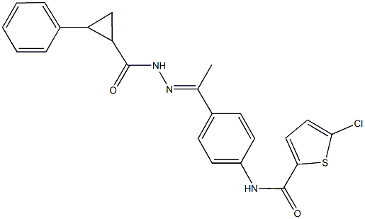 5-chloro-N-(4-{N-[(2-phenylcyclopropyl)carbonyl]ethanehydrazonoyl}phenyl)-2-thiophenecarboxamide 结构式