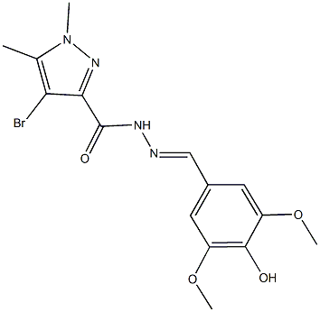 4-bromo-N'-(4-hydroxy-3,5-dimethoxybenzylidene)-1,5-dimethyl-1H-pyrazole-3-carbohydrazide 结构式