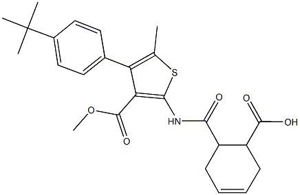6-({[4-(4-tert-butylphenyl)-3-(methoxycarbonyl)-5-methyl-2-thienyl]amino}carbonyl)-3-cyclohexene-1-carboxylic acid 结构式