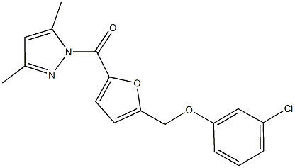 3-chlorophenyl {5-[(3,5-dimethyl-1H-pyrazol-1-yl)carbonyl]-2-furyl}methyl ether 结构式