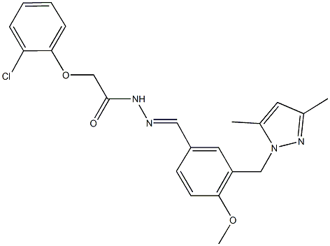 2-(2-chlorophenoxy)-N'-{3-[(3,5-dimethyl-1H-pyrazol-1-yl)methyl]-4-methoxybenzylidene}acetohydrazide 结构式