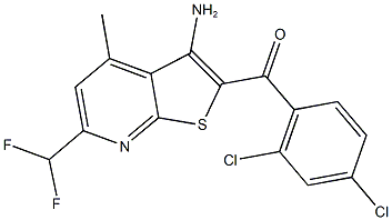 [3-amino-6-(difluoromethyl)-4-methylthieno[2,3-b]pyridin-2-yl](2,4-dichlorophenyl)methanone 结构式