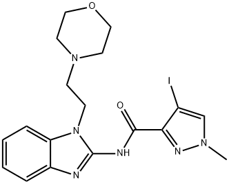 4-iodo-1-methyl-N-{1-[2-(4-morpholinyl)ethyl]-1H-benzimidazol-2-yl}-1H-pyrazole-3-carboxamide 结构式