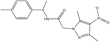 2-{4-nitro-3,5-dimethyl-1H-pyrazol-1-yl}-N-[1-(4-methylphenyl)ethyl]acetamide 结构式