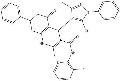 4-(5-chloro-3-methyl-1-phenyl-1H-pyrazol-4-yl)-2-methyl-N-(3-methyl-2-pyridinyl)-5-oxo-7-phenyl-1,4,5,6,7,8-hexahydro-3-quinolinecarboxamide 结构式