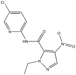 N-(5-chloro-2-pyridinyl)-1-ethyl-4-nitro-1H-pyrazole-5-carboxamide 结构式