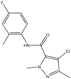 4-chloro-N-(4-fluoro-2-methylphenyl)-1,3-dimethyl-1H-pyrazole-5-carboxamide 结构式