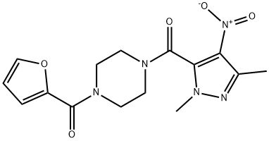 1-(2-furoyl)-4-({4-nitro-1,3-dimethyl-1H-pyrazol-5-yl}carbonyl)piperazine 结构式