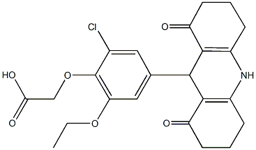 [2-chloro-4-(1,8-dioxo-1,2,3,4,5,6,7,8,9,10-decahydro-9-acridinyl)-6-ethoxyphenoxy]acetic acid 结构式