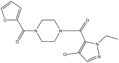 1-[(4-chloro-1-ethyl-1H-pyrazol-5-yl)carbonyl]-4-(2-furoyl)piperazine 结构式