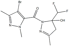 1-[(4-bromo-1,3-dimethyl-1H-pyrazol-5-yl)carbonyl]-5-(difluoromethyl)-3-methyl-4,5-dihydro-1H-pyrazol-5-ol 结构式