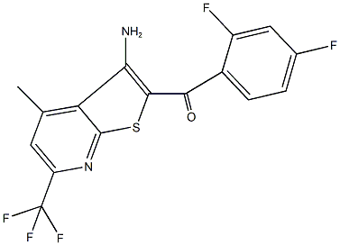[3-amino-4-methyl-6-(trifluoromethyl)thieno[2,3-b]pyridin-2-yl](2,4-difluorophenyl)methanone 结构式