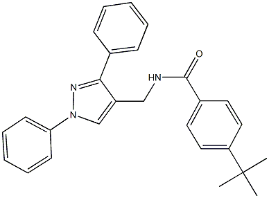 4-tert-butyl-N-[(1,3-diphenyl-1H-pyrazol-4-yl)methyl]benzamide 结构式
