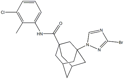 3-(3-bromo-1H-1,2,4-triazol-1-yl)-N-(3-chloro-2-methylphenyl)-1-adamantanecarboxamide 结构式