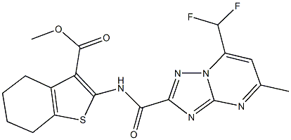 methyl 2-({[7-(difluoromethyl)-5-methyl[1,2,4]triazolo[1,5-a]pyrimidin-2-yl]carbonyl}amino)-4,5,6,7-tetrahydro-1-benzothiophene-3-carboxylate 结构式