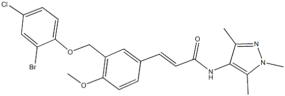 3-{3-[(2-bromo-4-chlorophenoxy)methyl]-4-methoxyphenyl}-N-(1,3,5-trimethyl-1H-pyrazol-4-yl)acrylamide 结构式