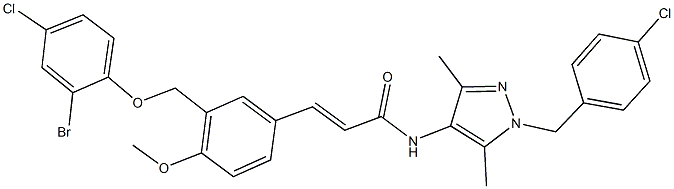 3-{3-[(2-bromo-4-chlorophenoxy)methyl]-4-methoxyphenyl}-N-[1-(4-chlorobenzyl)-3,5-dimethyl-1H-pyrazol-4-yl]acrylamide 结构式