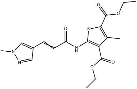 diethyl 3-methyl-5-{[3-(1-methyl-1H-pyrazol-4-yl)acryloyl]amino}-2,4-thiophenedicarboxylate 结构式